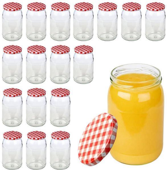 mikken Einmachglas 900 ml große Einmachgläser Einkochgläser Schraubgläser Vorratsgläser, (Set, 18-tlg, Spar-Set), luftdicht schließend, zum pasteurisieren geeignet