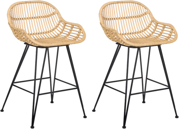 Set mit 2 Barstühlen TERRELL Rattan Naturfarben