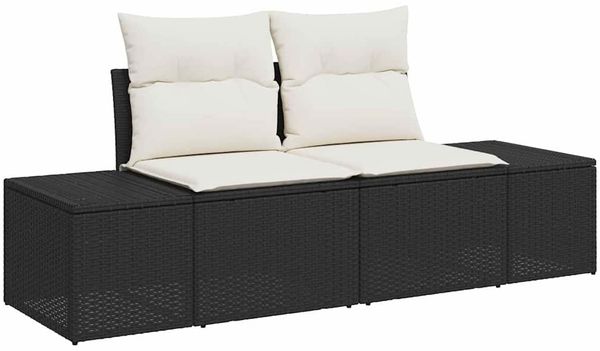 vidaXL Gartensofa-set mit Kissen 9 pcs Schwarz und Creme Poly-Rattan 3349143 Bild 4