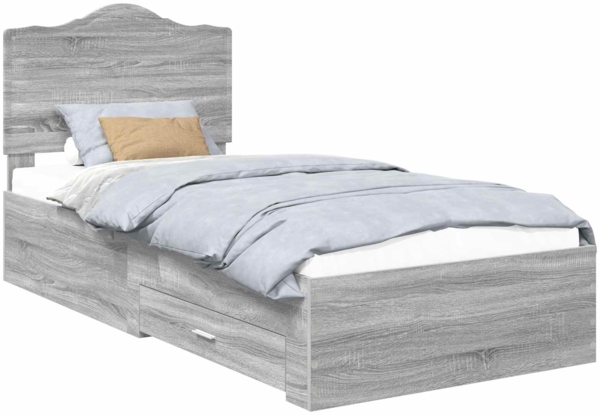 vidaXL Bettrahmen mit Kopfteil Graues Sonoma 75x190 cm Holzwerkstoff 3413671
