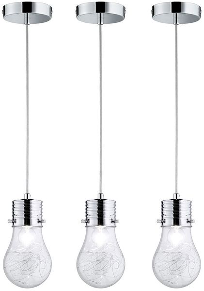 3er Set Hängelampe, Edison-Design, Drahtgeflecht, Glas, D 12 cm
