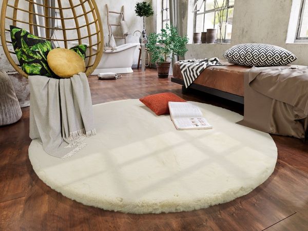 OCI DIE TEPPICHMARKE Hochflor-Teppich ALISSA, rund, Höhe: 38 mm, Kuschelig weicher Flor, Kaninchen Fell Haptik, getuftet