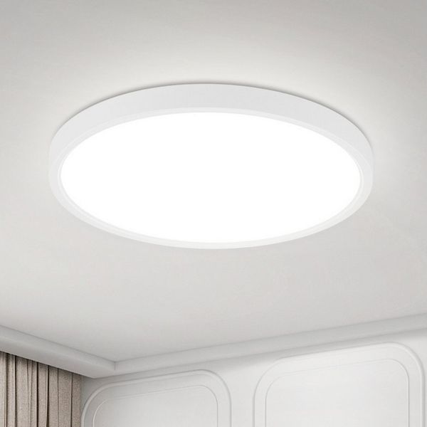 ZMH LED Deckenleuchte flach rund 18–30cm schwarz weiß Küchenlampe hell augenschonend, Augenshutz, LED fest integriert, 6000K, Modern Flurlampe
