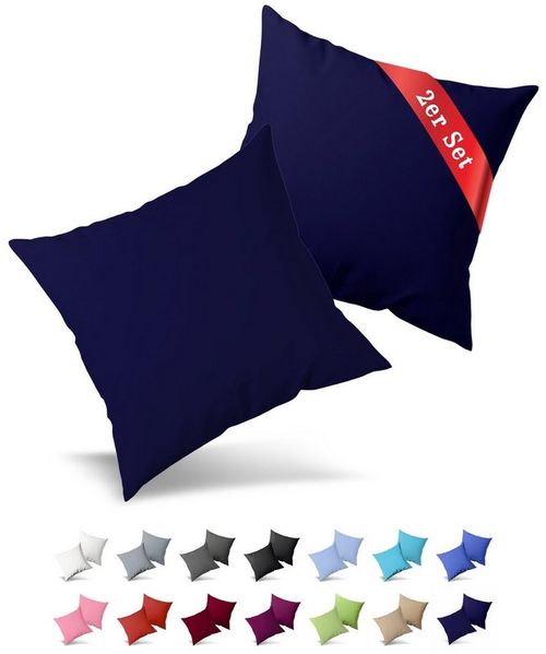 Buymax Kissenbezüge Kissenbezug 100% Baumwolle Premium Jersey, (2 Stück), Kissenhüllen, Reißverschluss, atmungsaktiv, unifarben, einfarbig