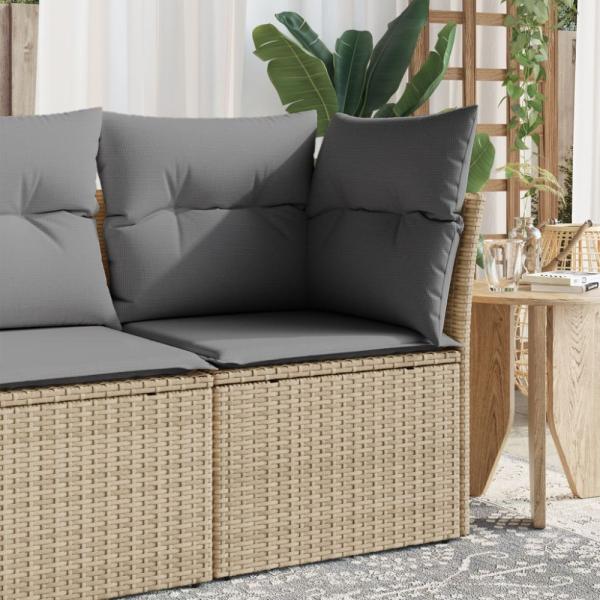 vidaXL Gartensessel ohne Armlehnen mit Kissen Beige Poly Rattan 366100