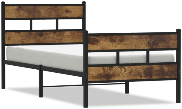 vidaXL Metallbett ohne Matratze Räuchereiche 90x190 cm 4017063