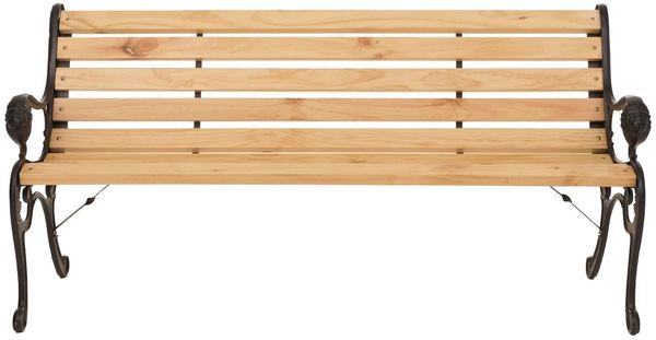 Gartenbank HWC-O25, Sitzbank Parkbank Holzbank 3-Sitzer, Gusseisen Holz Kiefer, 164cm ~ natur Bild 8