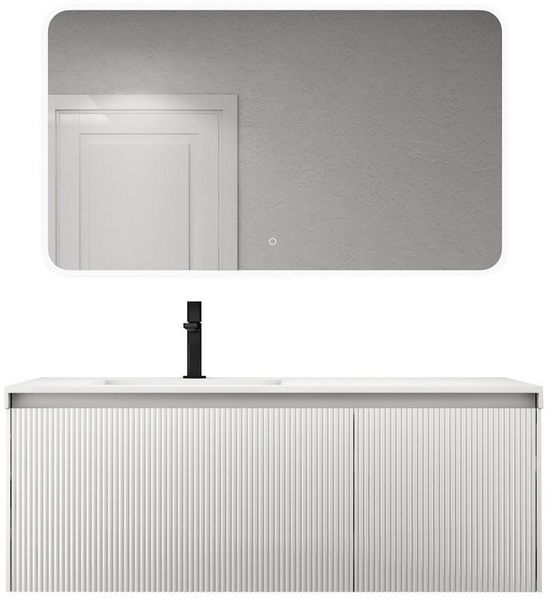 doporro Badmöbel-Set Mineraguss Waschbeckenunterschrank Badezimmermöbel Soft-Close Santa