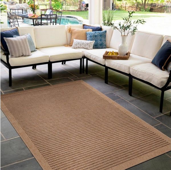 SIMPEX24 Outdoorteppich Vintage Design, Läufer, Höhe: 5 mm, Outdoor Teppich Vintage Design Natur Optik für Küche Balkon Terrasse