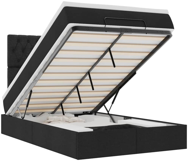 vidaXL Ottoman-Bett mit Matratze & LEDs Schwarz 120x190 cm Stoff 3314074 Bild 1