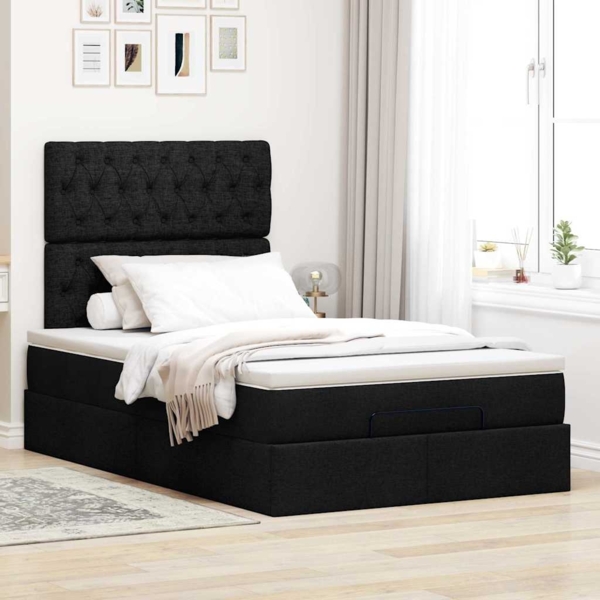 vidaXL Ottoman-Bett mit Matratze & LEDs Schwarz 120x190 cm Stoff 3314074 Bild 3