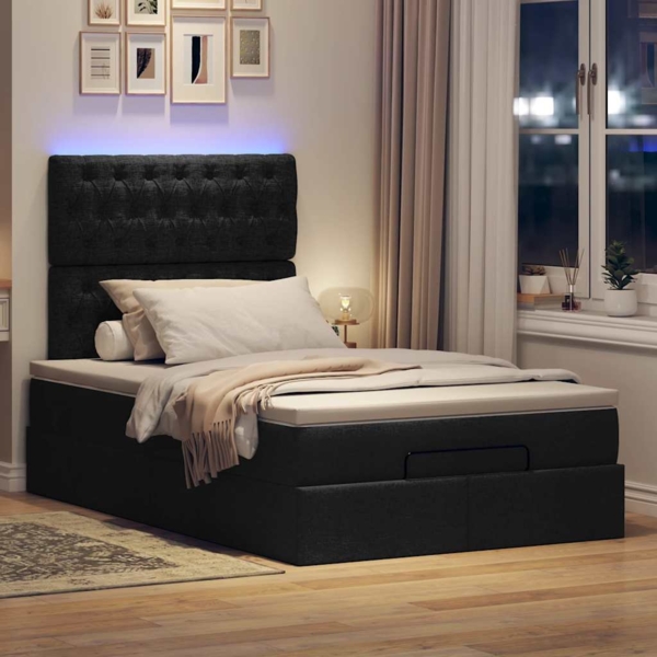 vidaXL Ottoman-Bett mit Matratze & LEDs Schwarz 120x190 cm Stoff 3314074 Bild 2