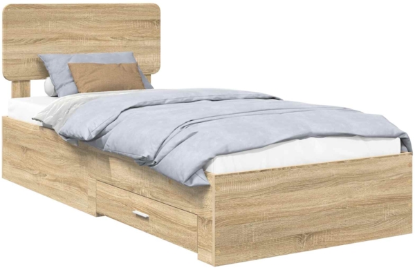 vidaXL Bettrahmen mit Kopfteil Sonoma-Eiche 75x190 cm Holzwerkstoff 3412438