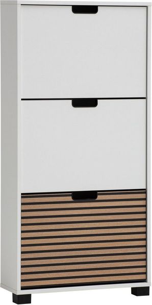 Schildmeyer Schuhschrank Schuhkipper Ryker 160032, Mattweiß/Akustikpaneel Optik, 59,8 x 19,5 x 124 cm