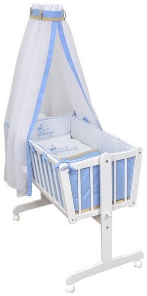 Baby-Delux Stubenbett Babywiege Komplettset, Schaukelwiege Weiß 90x40 cm Komplett Bettset Wiegenset