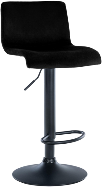 CLP Barhocker Hover Samtbezug höhenverstellbar drehbar mit Rückenlehne,schwarz Metall matt schwarz