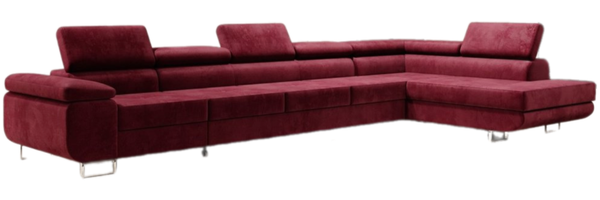Designer Sofa Maxi mit Schlaf - und Klappfunktion Bordeaux Samt Rechts