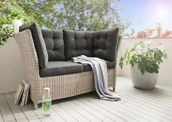 Destiny Gartenlounge-Bank PALMA, Aluminium, Polyrattan, 2´er Bank, inkl. Auflagen