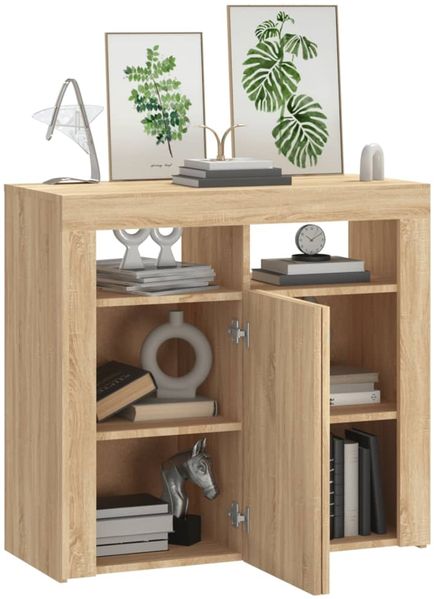 vidaXL Sideboard mit LED-Leuchten Sonoma-Eiche 80x35x75 cm 804331 Bild 6