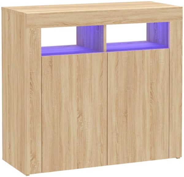 vidaXL Sideboard mit LED-Leuchten Sonoma-Eiche 80x35x75 cm 804331 Bild 2