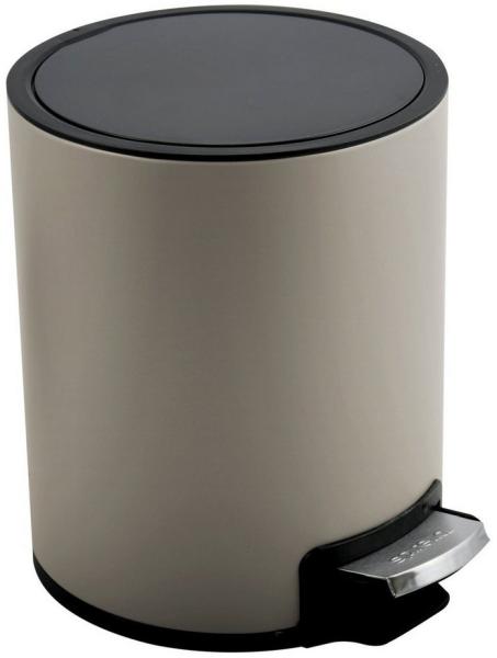 Spirella Kosmetikeimer 3 Liter Edelstahl mit Absenkautomatik und Inneneimer "Riku" Badezimmer Mülleimer Softclose Abfalleimer taupe