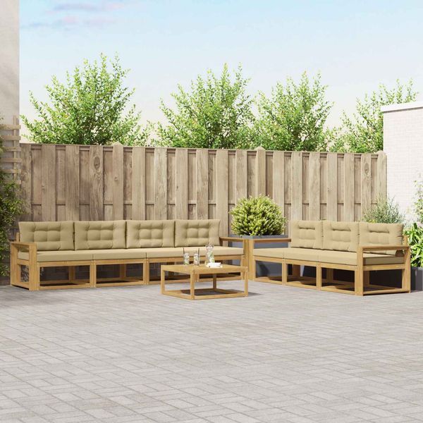 vidaXL Outdoor-Sofagarnitur mit Kissen 7 pcs Weiß und Beige 3386172