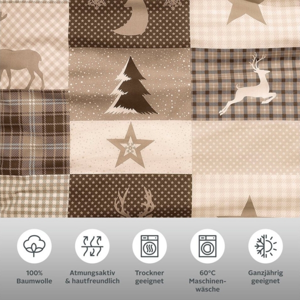 Home affaire Bettwäsche Nicholas, Linon, 2 teilig, Weihnachtsbettwäsche, Winter, in 3 Qualitäten verfügbar Bild 2