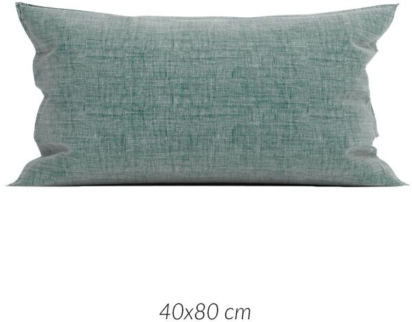 2 Stück Zo! Home Cotton Kissenbezüge 40x80 Lino Emerald Green grün meliert uni