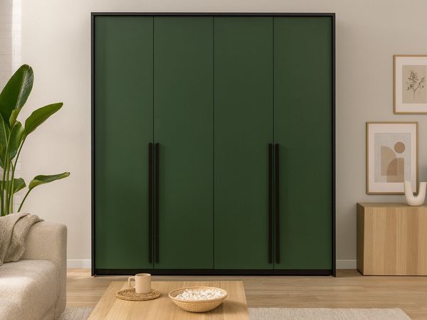 Beautysofa Drehtürenschrank GIANA 4‑türig (im modernen Stil, mit 2 Kleiderstangen & 4 Ablagefächern) Breite: 210 cm