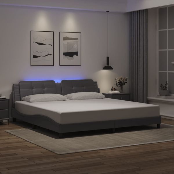 vidaXL Bettgestell mit LED ohne Matratze "Zadar" Grau 200x200 cm 3214134