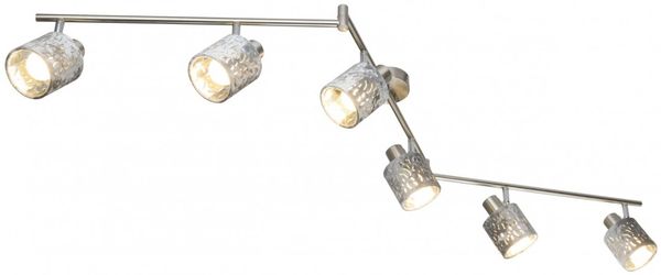 Deckenleuchte, Dekorstanzungen, silber, L 145 cm