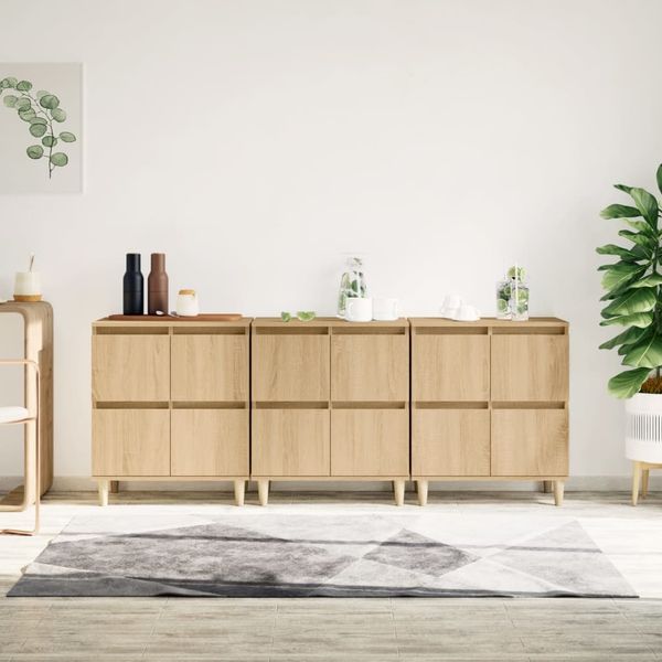 vidaXL Sideboards 3 Stk. Sonoma-Eiche 60x35x70 cm Holzwerkstoff 3185770