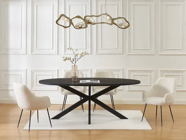 Vente-unique - LINIOMA Esstisch Holz, Platte Schwarz - B 100 cm x H 76 cm x L 200 cm