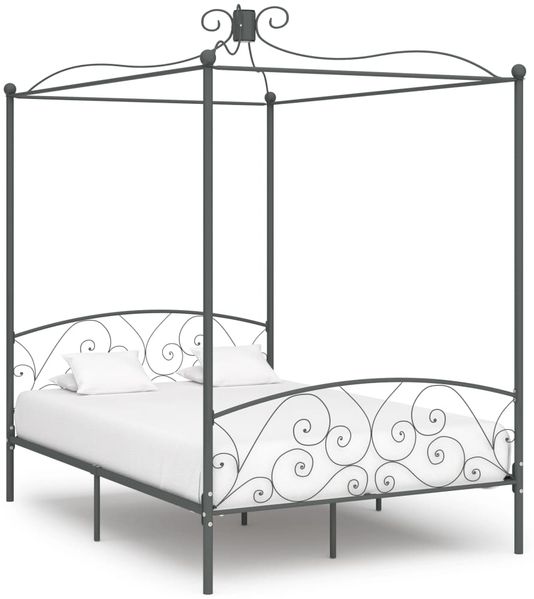 vidaXL Himmelbett-Gestell Grau Metall 120x200 cm [284482]