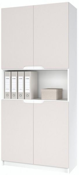 Vladon Aktenschrank Logan V2 (Aktenschrank, mit 5 Fächern und 4 Türen) Weiß matt/Cashmere (82 x 184 x 37 cm)