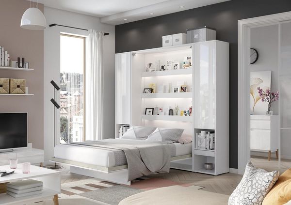 Compleo Schrankbett Vertical Wandklappbett Lenart Bed Concept, Ideal für kleine Räume
