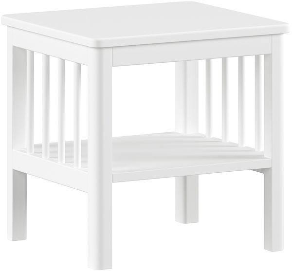 Nachttisch >Buche Massiv< in Buche weiß lackiert - 45x50x50x45 (LxBxHxT)