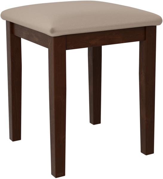 Hocker T3, Schemel bis 120 kg, aus Buchenholz, 36x36x47 cm (Stoff: Paros 02, Holzfarbe: Nuss)