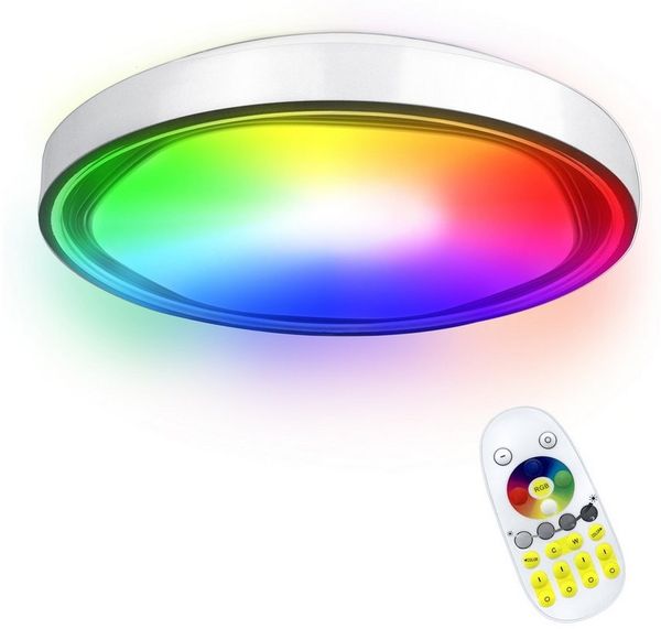 FIVMEN LED Deckenleuchte 60W LED Rund Deckenlampe Farbwechsel mit Fernbedienung, RGB, für Schlafzimmer Küche Kinderzimmer Wohnzimmer