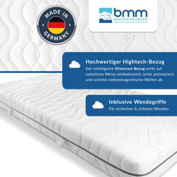 BMM Matratze Komfort 19 - ergonomische 7-Zonen Kaltschaummatratze, Öko-Tex Zertifiziert, Härtegrad H2, produziert in Deutschland, 120x190 cm Bild 5