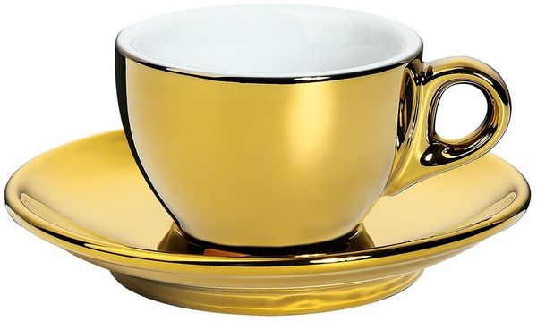 Espressotasse Mokkatasse Tasse Untertasse dickwandig cilio ROMA gold 215267