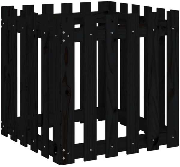 vidaXL Pflanzkübel Lattenzaun-Design Schwarz 60x60x60 cm Kiefernholz 832459