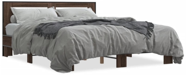 vidaXL Bettgestell Braun Eichen-Optik 150x200 cm Holzwerkstoff Metall 3280101