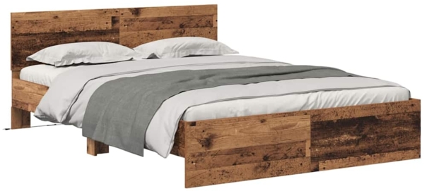 vidaXL Bettrahmen mit Kopfteil Altholz 120 x 190 cm Holzwerkstoff 3403592 Bild 2
