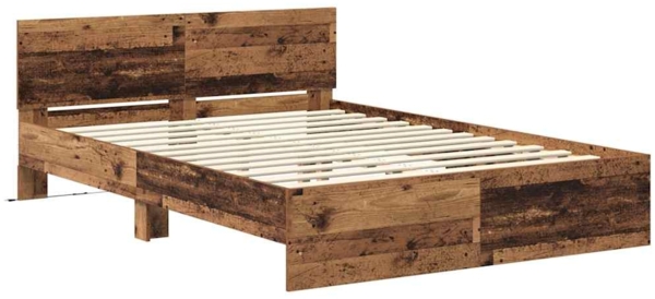 vidaXL Bettrahmen mit Kopfteil Altholz 120 x 190 cm Holzwerkstoff 3403592 Bild 4