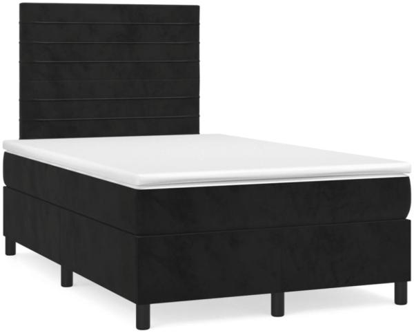 vidaXL Boxspringbett mit Matratze Schwarz 120x190 cm Samt 3270003