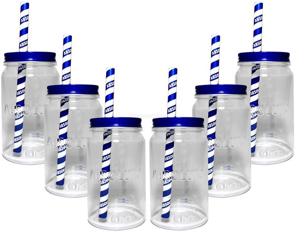Absolut Vodka Gläserset - 6x Longdrink Lynchburg Glas Gläser aus Kunststoff mit Deckel 2/4cl geeicht