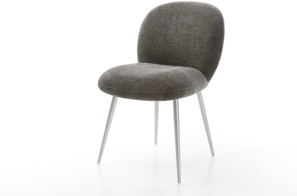 Esszimmerstuhl Nube-Flex Bouclé Soft Schlamm 4-Fuß konisch Edelstahl Taschenfederkern