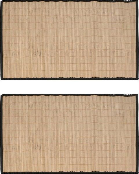HAC24 Fußmatte 2x Bambusmatte Bad Küche Flur Läufer Vorleger Küchenteppich, Rechteckig, Höhe: 5 mm, Bambus 60 x 90 cm Rutschfest