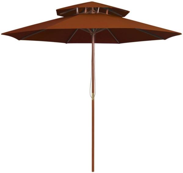 vidaXL Sonnenschirm mit Doppeldach und Holz-Mast Terrakotta 270 cm 313765